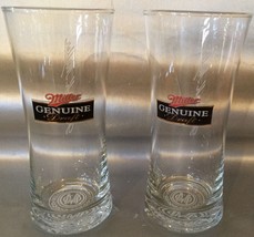 Miller Genuine Draft Pilsner Beer Glasses Set Of 2   Frederick Miller Signature - £5.15 GBP