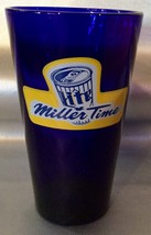 MILLER Time LITE Beer Cobalt Blue Pint Beer Glass - Vintage Yellow Logo - $4.91