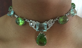 Estate Huge VS 159.31ct aquamarine peridot diamond Platinum Choker necklace 14in - £39,568.11 GBP