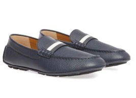 Bally Karlos Men&#39;s Italy Blue Loafer Leather Driver Moccasins  Shoes Siz... - £297.79 GBP