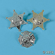 Gold &amp; Silver Plastic Police Deputy &amp; Firefighter Badges FREE SHIPPING 8... - £4.74 GBP+
