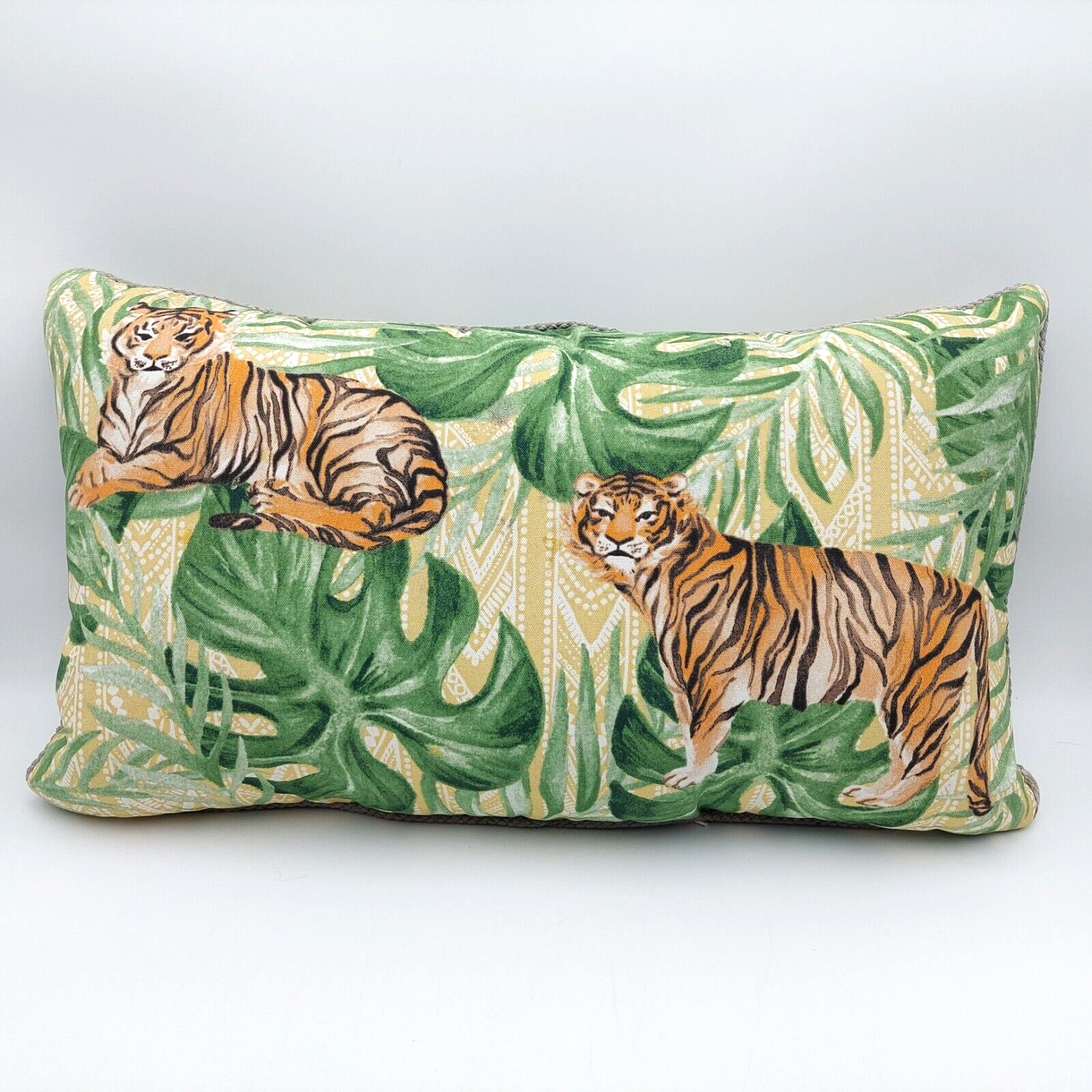 Allen + Roth Tiger Throw Pillow Green Tropical Outdoor Palm Leaf Jungle Print - $18.86