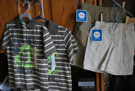 Polo Shirt and Shorts Set Shark Theme Boys XS 4/5 - £9.42 GBP