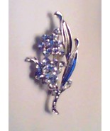 SILVER FLOWER SPRAY PIN/BROOCH WITH CRYSTALS - £4.00 GBP