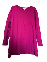 Denim &amp; Co. Womens Sweater Fuchsia Pink 2X Tunic High Low Long Sleeve Pu... - £14.76 GBP