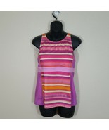 Land&#39;s End Women&#39;s Tankini Swim Top Racerback Pink Orange Stripe Size 14 - $17.33