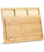 Oridom Bamboo Cutting Board with 3 Built-in Compartments &amp; Juice Groove ... - £15.79 GBP