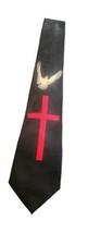 Dove of Peace Men&#39;s Neck Tie Religious Cross Jesus Christian Black Necktie - £7.74 GBP
