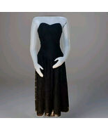 Vtg Cocktail Dress Womens 10 Black Strapless Lace Shelf Bustline Union M... - €68,40 EUR