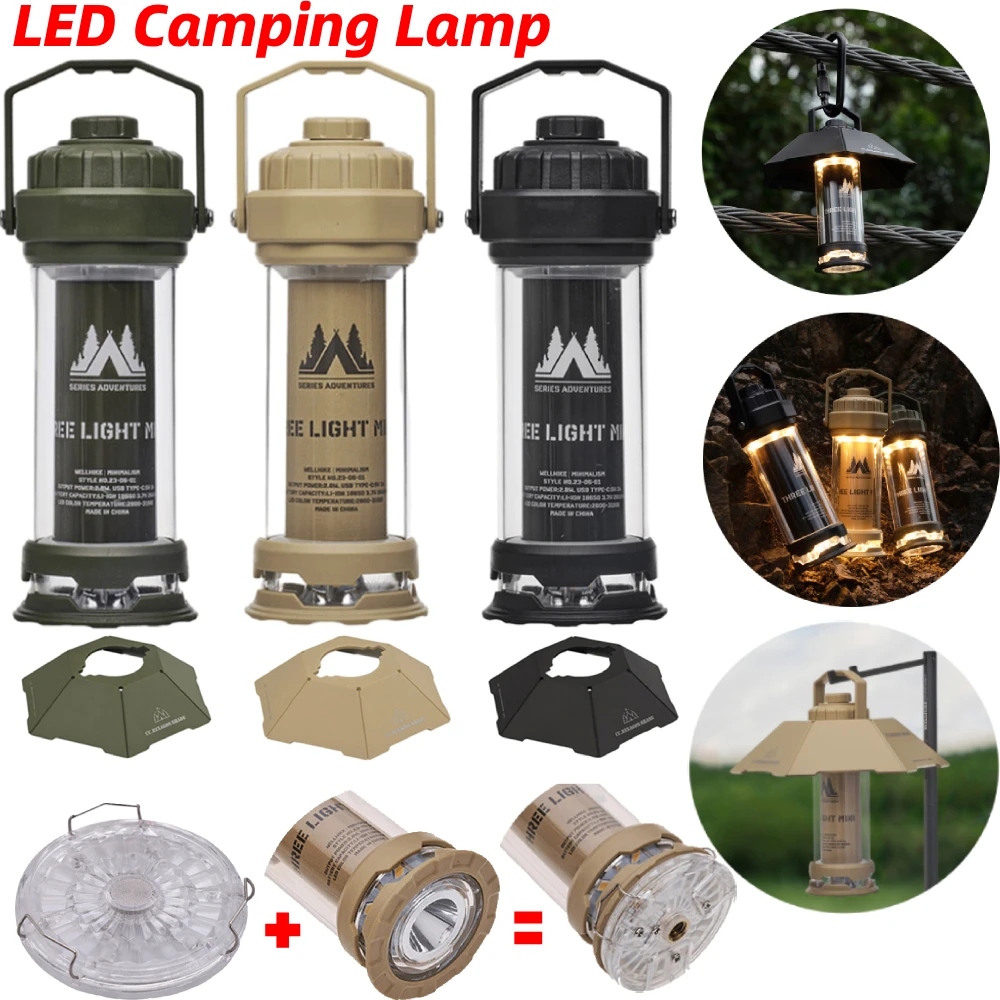 2600mAh Camping Tent Lamp Hanging Lantern Lampshade Emergency Light Rechargeable - £9.41 GBP+