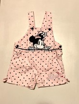 Disney Minnie Mouse Shortall, Pink w/Black Polka Dots - Size 12 mos (EUC) - £9.38 GBP
