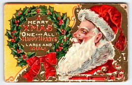 Santa Claus Christmas Postcard Saint Nick Profile Smokes Pipe Embossed V... - $12.83