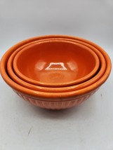 Red Wing Pottery Gypsy Trail Reed Orange Mixing Bowl Set of 3 - £78.93 GBP