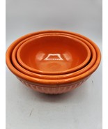 Red Wing Pottery Gypsy Trail Reed Orange Mixing Bowl Set of 3 - £77.65 GBP