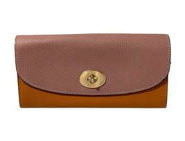 Coach Slim Envelope Wallet Crossgrain Leather Rose Pink Orange Colorbloc... - $71.20