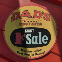 Vintage Dad&#39;s Old Fashioned Root Beer Porcelain Gas-Oil Americana Man Cave Sign - £198.34 GBP