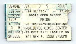 Phish Concerto Ticket Stub Aprile 4 1998 Providence Rhode Island - $49.47