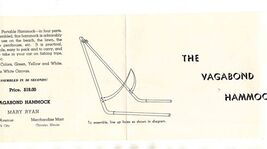 The Vagabond Hammock Brochure 1930's Mary Ryan Assembled in 30 Seconds - $17.82
