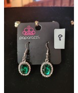 Paparazzi The Fame of the Game Earrings   Green and white stones  DISCON... - £3.87 GBP