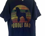 Poodle Dad Dog Poodle Dog  T-Shirt Mens XL Blue Retro Style - $16.82