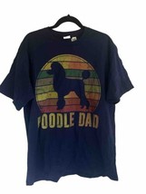 Poodle Dad Dog Poodle Dog  T-Shirt Mens XL Blue Retro Style - £13.23 GBP