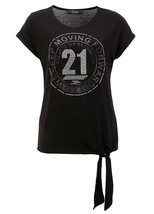 ANISTON Tie Side Black T-Shirt Keep Moving Forward 21  UK 20 PLUS    (fm9-4) - £13.99 GBP