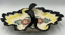 HB Quimper Antique Porcelain Pottery Basket Dish Floral Pattern France Rare - $35.19