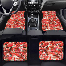 4PCS JDM Sakura Red Wave Fabric Floor Mats Interior Carpets Universal - £31.46 GBP