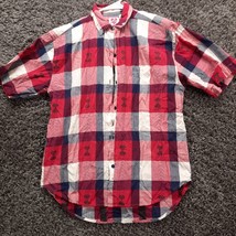 Vintage Keren Hart Shirt Women Small Red Plaid Casual Outdoor Button Up Top - £5.48 GBP