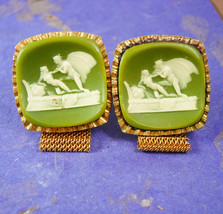 Cupid Cufflinks Neoclassical erotic lovers EROS &amp; PSYCHE Vintage HUGE Nude Cameo - £179.82 GBP