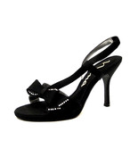 Nina Ladies Heels With Rhinestones Open-Toe Solid Black Size 10 (M) - £39.11 GBP