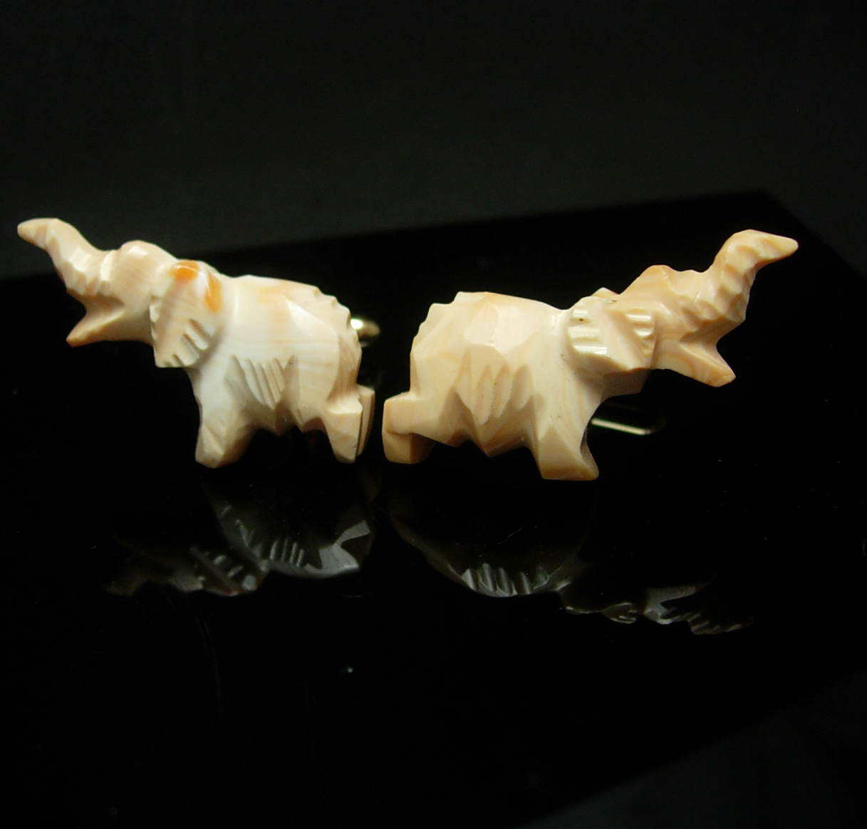 Primary image for Carved Elephant Cuff links HUGE Good Luck Unusual Cufflinks Men's novelty figura