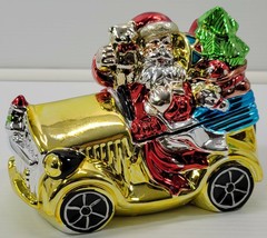 MM) Shiny Christmas Santa Claus Car Trinket Candy Dish Holder with Lid B... - $9.89
