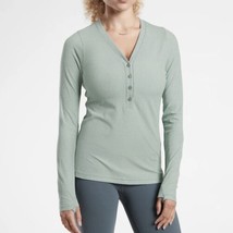 Athleta NWT Green Uptempo Ribbed Henley V Neck Long Sleeve Top Women’s Size S - £24.64 GBP