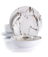 Elama Fine Sculpture 12 Piece Lightweight Melamine Dinnerware Set in White - $53.41