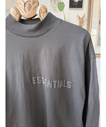 Fear of God Essentials Logo Print Long Sleeve Mock Neck Tshirt Green L - $48.60