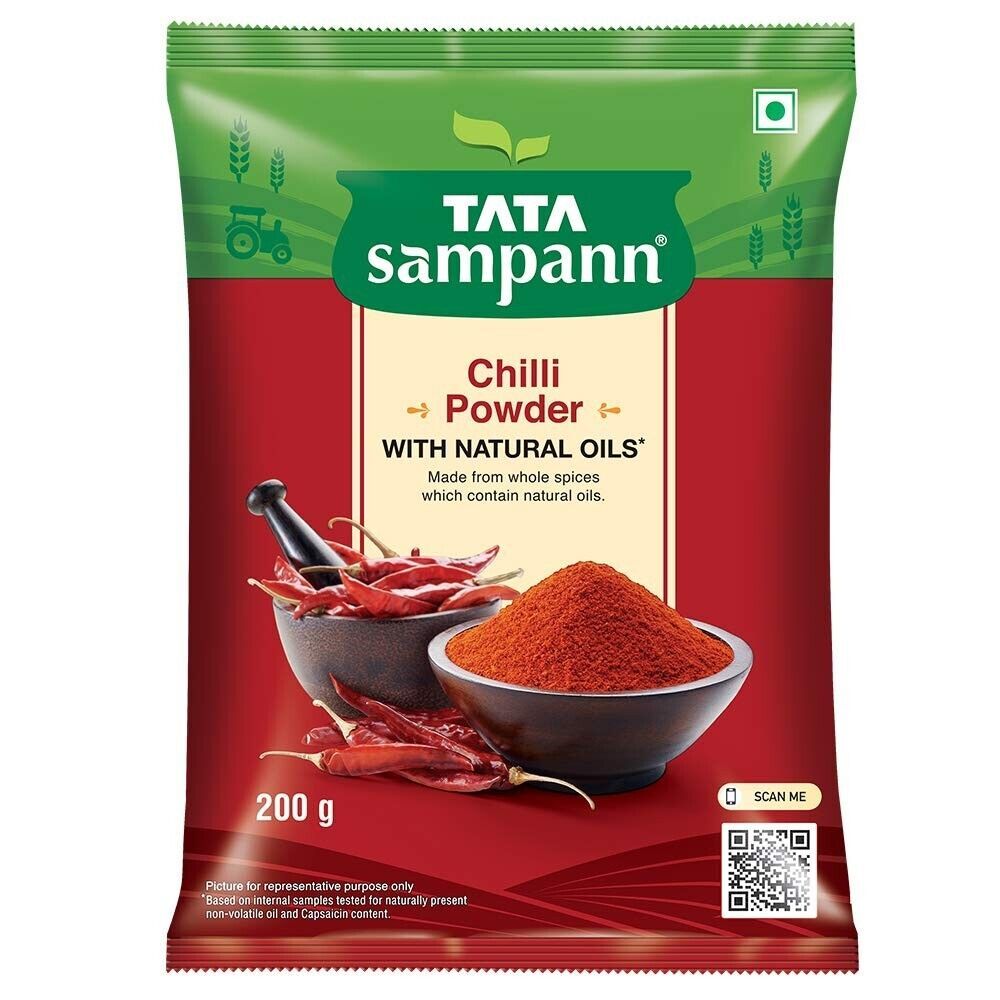 Primary image for Tata Sampann Chilli Mirchi Laal Mirch Powder with Natural Oils 200 g, Free Ship