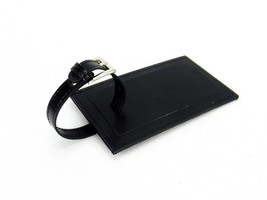 Black Leather Luggage Tag ~ Leeman Ilani Cowhide, Buckle Strap #PL-9096 - £3.81 GBP