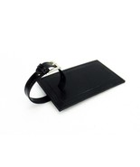Black Leather Luggage Tag ~ Leeman Ilani Cowhide, Buckle Strap #PL-9096 - $6.75 CAD