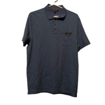 Michael Kors Mens Polo Shirt Blue Heathered Short Sleeve Classic Pocket L New - $19.79