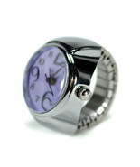 WATCH RING Finger Stretch Band Chrome Time Jewelry NEW Large Number Purp... - £7.03 GBP