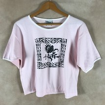 Vintage Prince Tennis Pink Made In Usa Short Sleeve Crop T-Shirt Size Large - £13.13 GBP