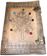 Leather Journal Tree Of Life Blank Spell Book Of Shadows Latches Note Diary - £15.67 GBP