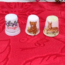 3 Baby Bunny Rabbit Deer Oregon Thimble Fine Bone China Made England May... - $14.98