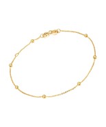 Solid 14K, 18K Gold Bracelets for Women, Real Gold Bead Thin - £198.86 GBP