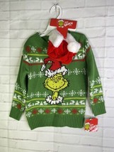Dr. Seuss The Grinch Holiday Christmas Sweater With Santa Hat Boys Girls Size 4T - £13.61 GBP