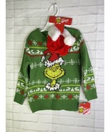 Dr. Seuss The Grinch Holiday Christmas Sweater With Santa Hat Boys Girls... - £13.65 GBP