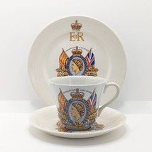 1953 Queen Elizabeth II Coronation Cup, Saucer &amp; Plate Trio, Official Design - £21.24 GBP