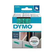 Dymo D1 Tape Label 12mmx7m - Black on Green - £38.86 GBP