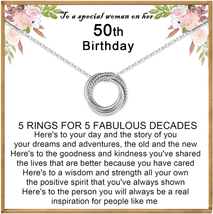 50Th Birthday Gifts for Women, 925 Sterling Silver Circle 5 Decades Birthday Nec - £29.85 GBP